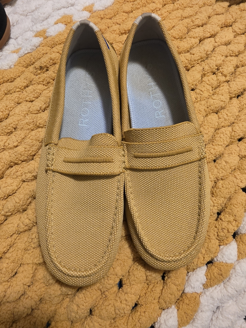 Rothy's Mustard Canvas Penny Loafers